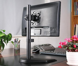 Single LCD Computer Monitor Free-Standing Desk Stand Adjustable Tilt | Holds 1 Screen up to 27" EF001