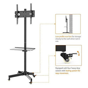 Mobile TV Cart for LCD LED Plasma Flat Screen Panel Trolley Floor Stand with Locking wheels | Fits 23" to 55" (2 Year Warranty) (H10)