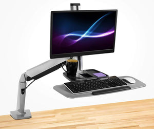 Sit Stand Workstation for Single Monitor and Keyboard - Height Adjustable Standing Desk Mount with Monitor Mount and Keyboard Tray RW-E1