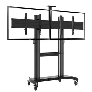 Dual Screen TV Mobile Cart, Support 40"-70" LED LCD Plasma TV's Mount, Height Adjustable (Black)