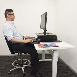 black height adjustable standing desk gas spring monitor riser  , tabletop sit to stand workstation converter (model rdf)
