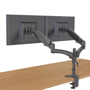 Dual Gas Spring Fully Adjustable Monitor Arm Mount Stand, for Two 15"-32" Monitors, Full Motion Swivel Tilt Rotation Monitor Arm, Black (2MSGB-V)