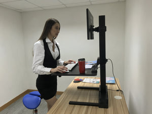 Single 17"-32" Monitor Mount Electric Ergonomic Height Adjustable Sit-Stand Desk Converter Workstation - Black
