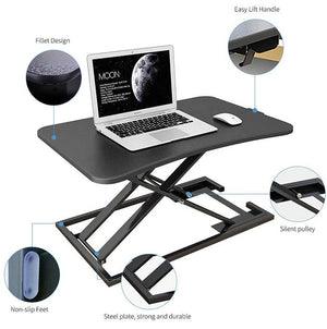 Instant Standing Desk Sit-Stand Desk Converter for Laptop, Step-less height adjustable lock at any height, Notebook Riser Workstation, Black (E21028)