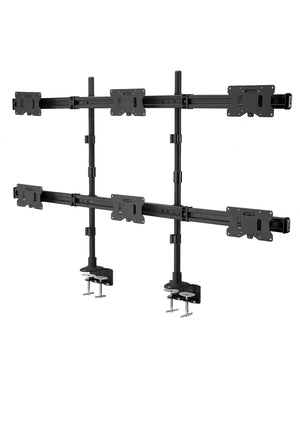 Hex LED/LCD Monitor Stand, C-Clamp Desk Stand Extra Tall 37.2" Pole, Heavy Duty Height Adjustable Mount for 6 / Six Screens up to 32 inch, Black (2006MSCT)