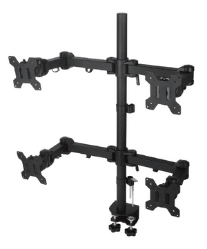 Quad LCD Monitor Desk Mount, Fully Adjustable Stand Fits 4 Screens up to 27 inch, 22 lbs. Weight Capacity per Arm, Black (4MSCTB-N)