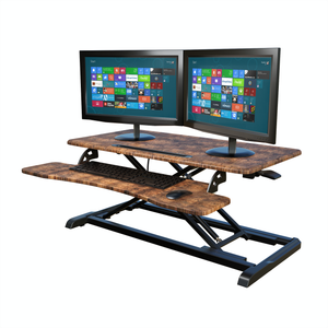 Rustic Wooden Colour Top Instant Standing Desk Sit-Stand Desk Converter for Laptop, 1 or 2 Desktop, Stepless Any height lock Height Adjustable, Ergonomic, Gas Spring, Easy Installation (RTE-RW)
