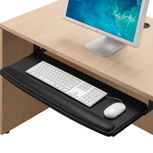 premium extra wide 28” pull-out keyboard tray with wrist rest r46